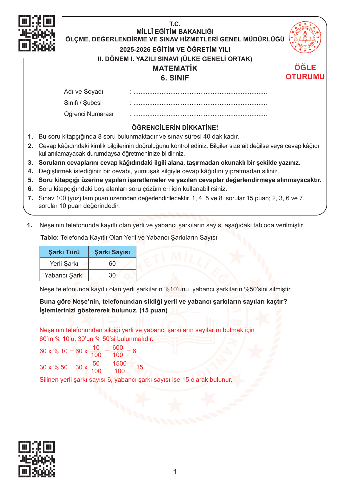 Matematik sorusu 11 — 