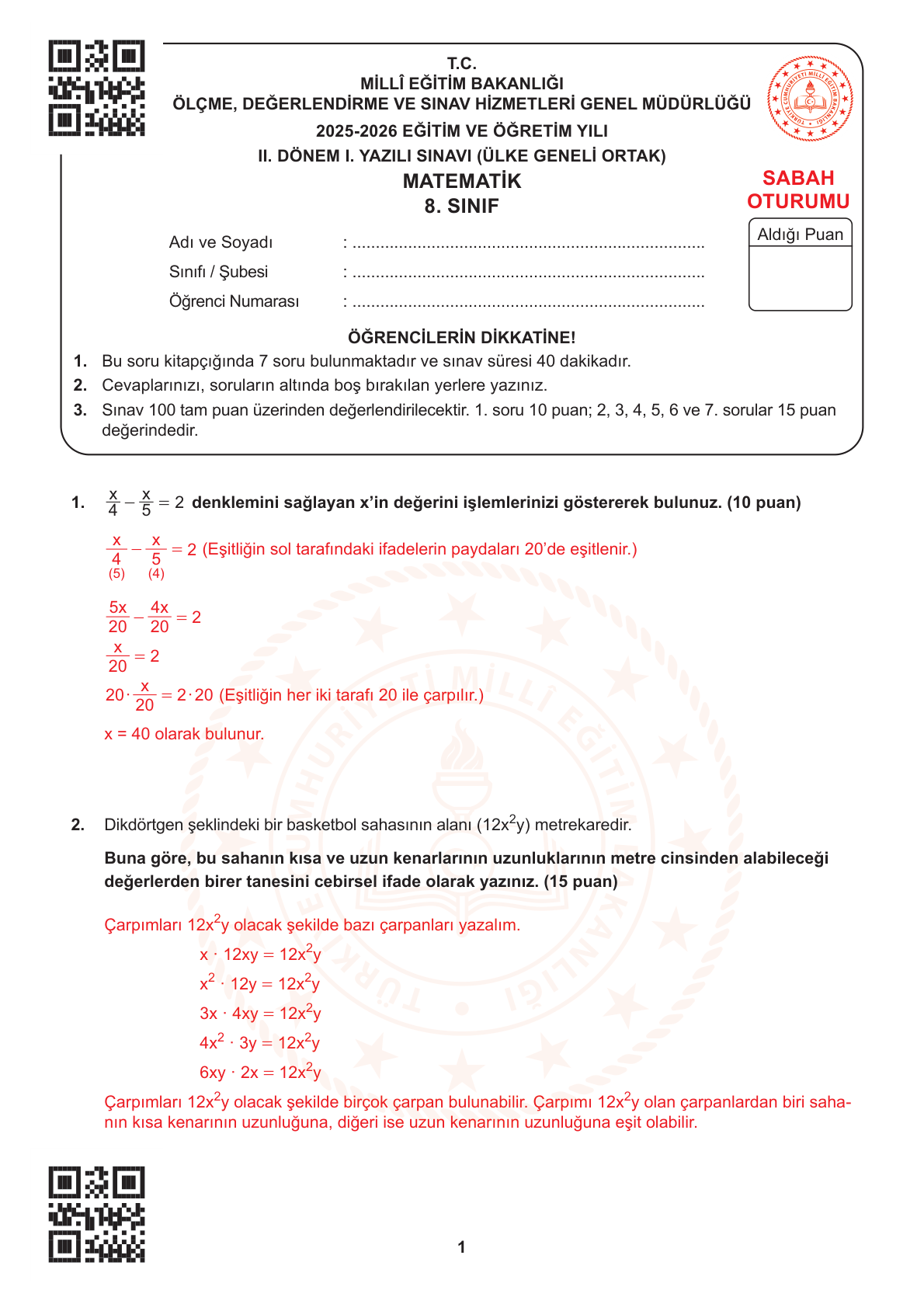 Matematik sorusu 12 — 