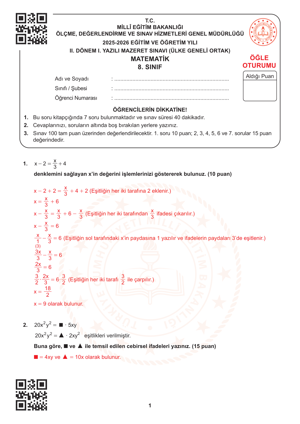 Matematik sorusu 19 — 