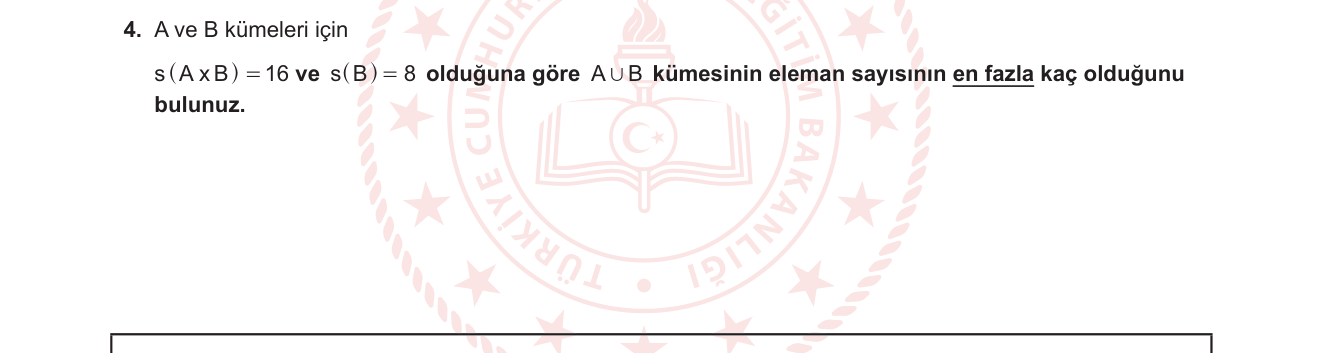 Matematik sorusu 10 — Kümelerde Kartezyen Çarpım ve Birleşim Eleman Sayısı