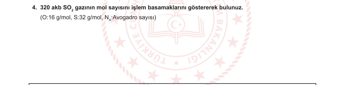 Kimya sorusu 14 — Mol kavramı — atom kütle birimi (akb/u) ve mol ilişkisi