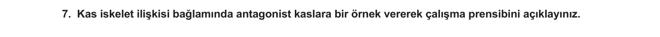 Biyoloji sorusu 25 — Hareket Sistemi — Kas-İskelet İlişkisi / Antagonist Kaslar