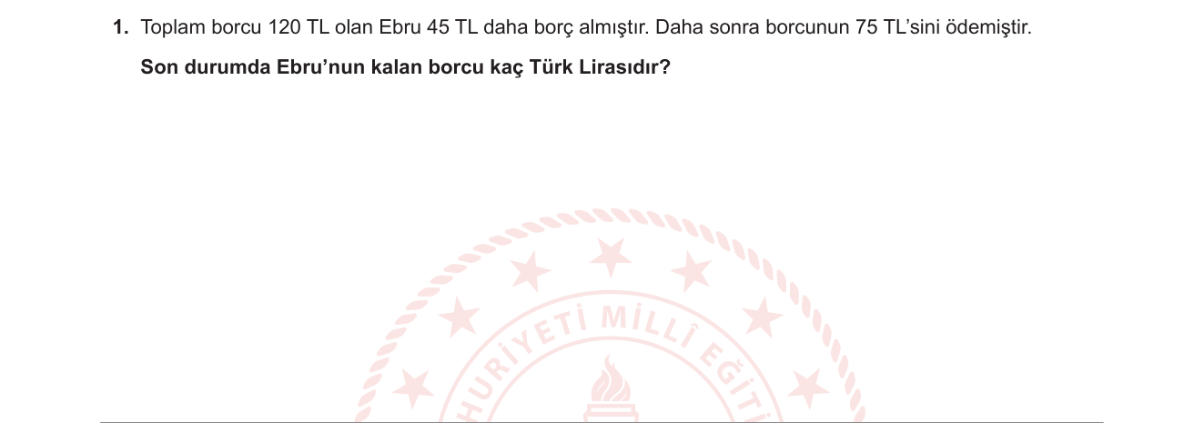 Matematik sorusu 1 — Tam sayılar – gerçek hayat problemleri, ardışık toplama ve çıkarma