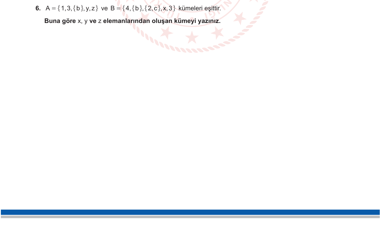 Matematik sorusu 26 — Kümeler ve Küme Eşitliği