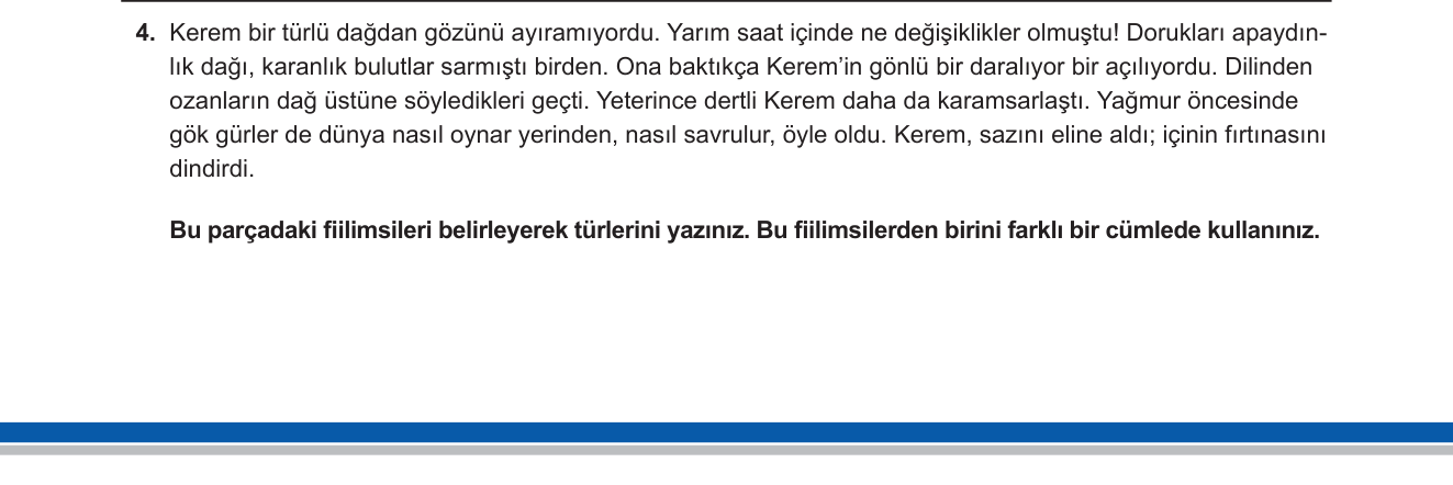 Türk Dili ve Edebiyatı sorusu 4 — Dil bilgisi: Fiilimsi (eylemsi) türleri — isim-fiil, sıfat-fiil, zarf-fiil