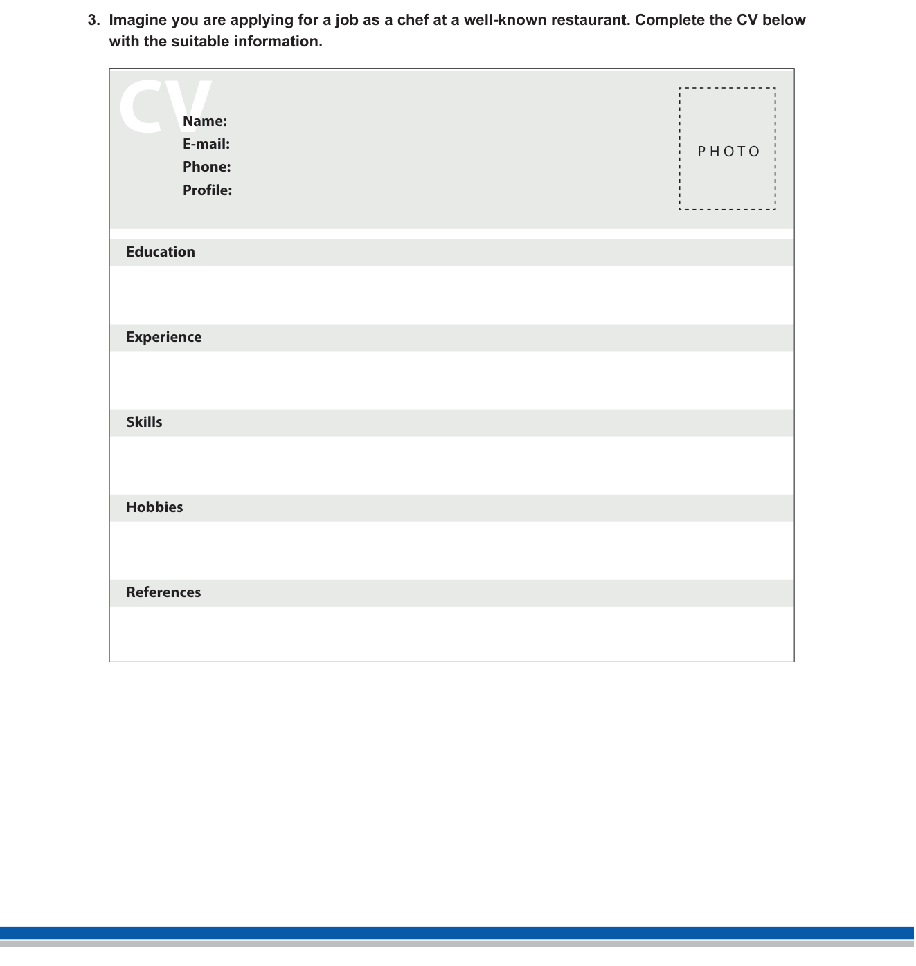 İngilizce sorusu 3 — Writing — CV / Job Application