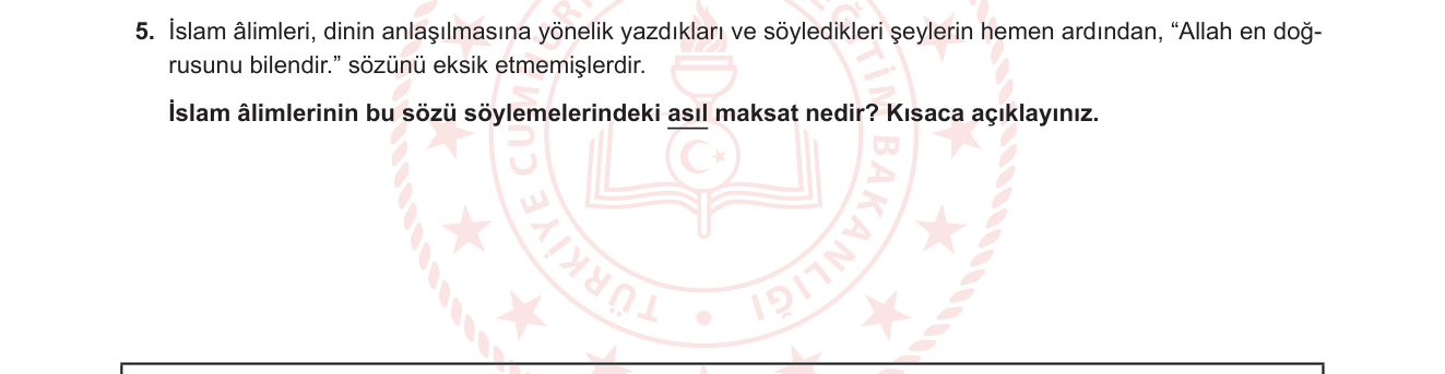 Din Kültürü ve Ahlak Bilgisi sorusu 9 — 