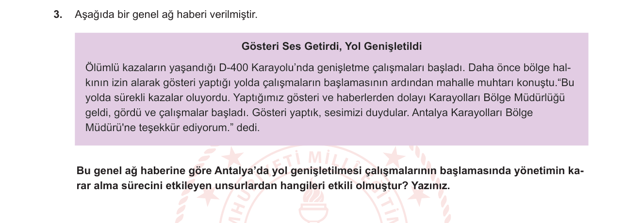 Sosyal Bilgiler sorusu 7 — 