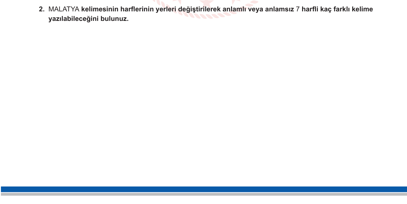 Matematik sorusu 8 — Permütasyon — Tekrarlı Eleman İçeren Permütasyon