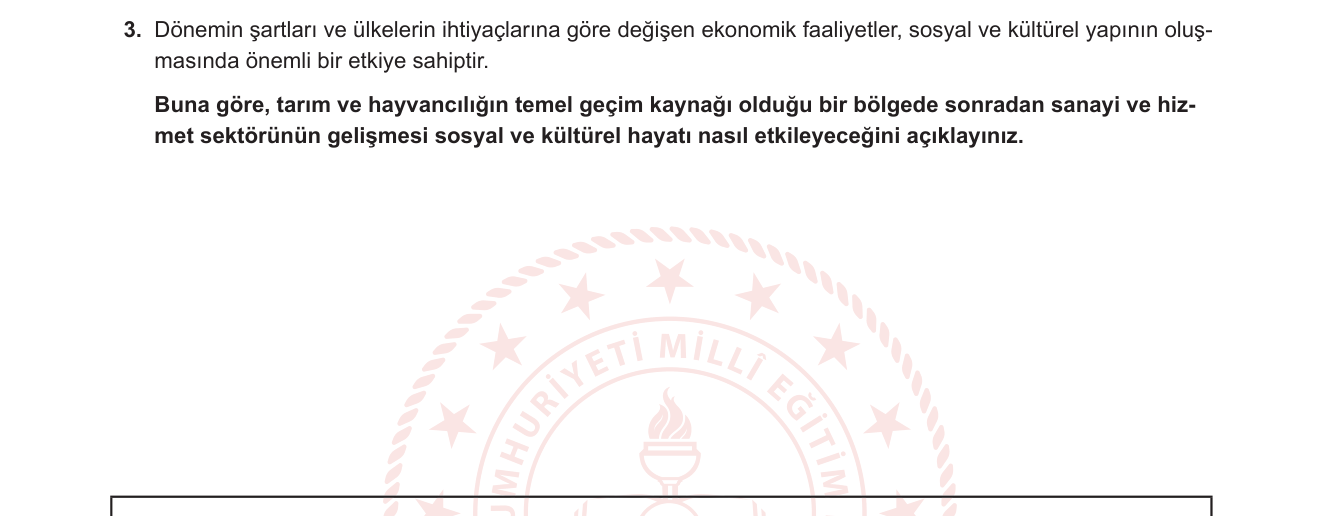 Coğrafya sorusu 3 — Ekonomik Faaliyetlerin Sosyal ve Kültürel Yapıya Etkisi — Sektörel Dönüşüm (12. Sınıf Coğrafya)