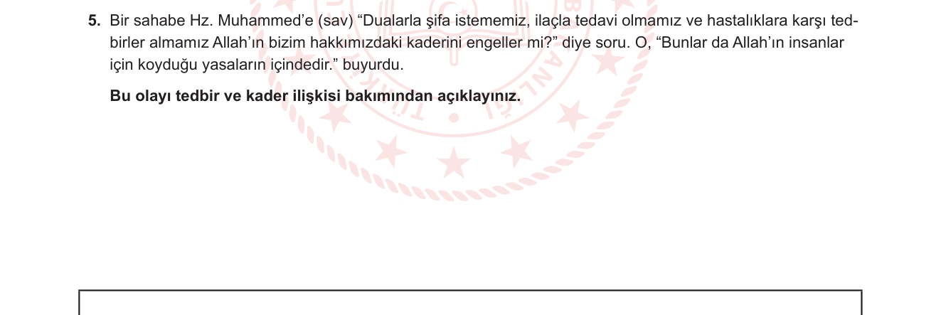 Din Kültürü ve Ahlak Bilgisi sorusu 12 — Kader İnancı — Tedbir, Sünnetullah ve Kader İlişkisi