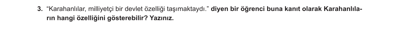 Sosyal Bilgiler sorusu 12 — Karahanlı Devleti; Türk-İslam dönemi; Divanü Lügati't-Türk; Kutadgu Bilig; milli kimlik ve dil