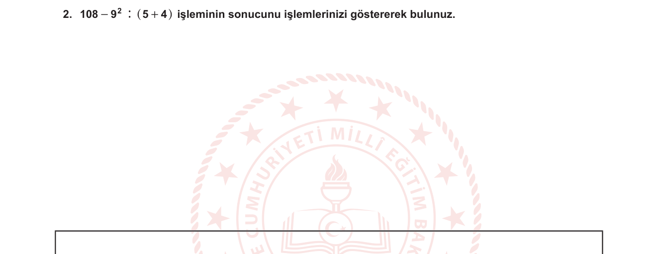 Matematik sorusu 2 — Doğal Sayılarda İşlem Önceliği