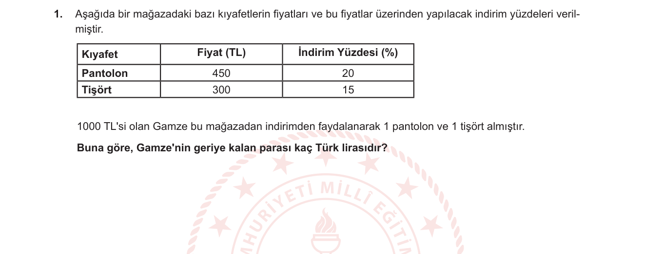 Matematik sorusu 8 — 