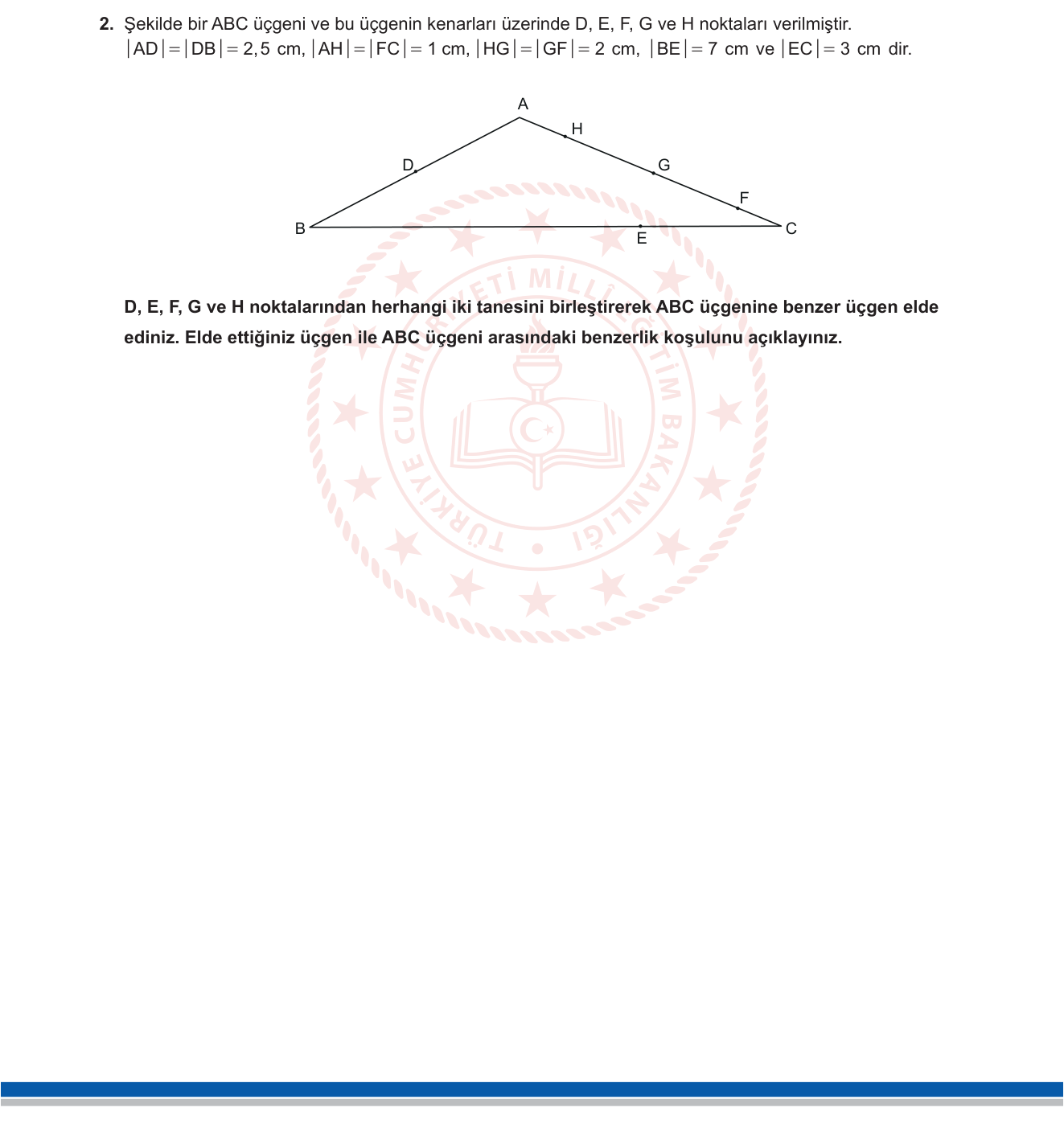 Matematik sorusu 2 — Üçgenlerde Benzerlik: Orta Taban Teoremi, AA Benzerlik Koşulu