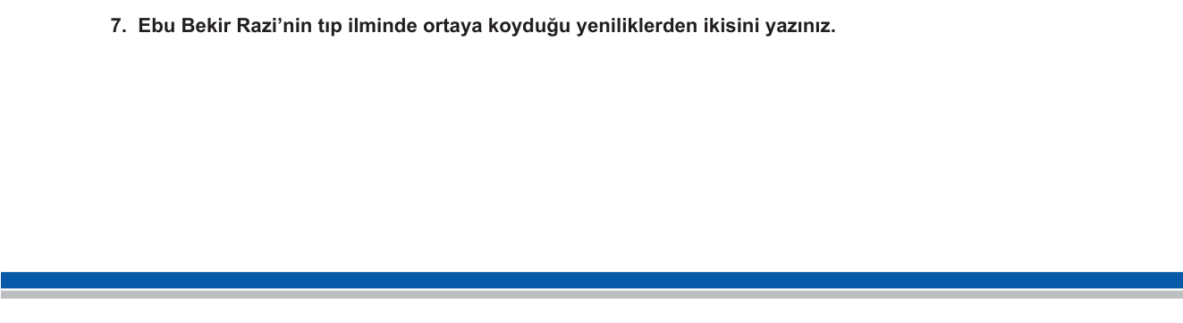 Din Kültürü ve Ahlak Bilgisi sorusu 15 — İslam Medeniyetinde Bilim — Tıp / Ebu Bekir er-Razî