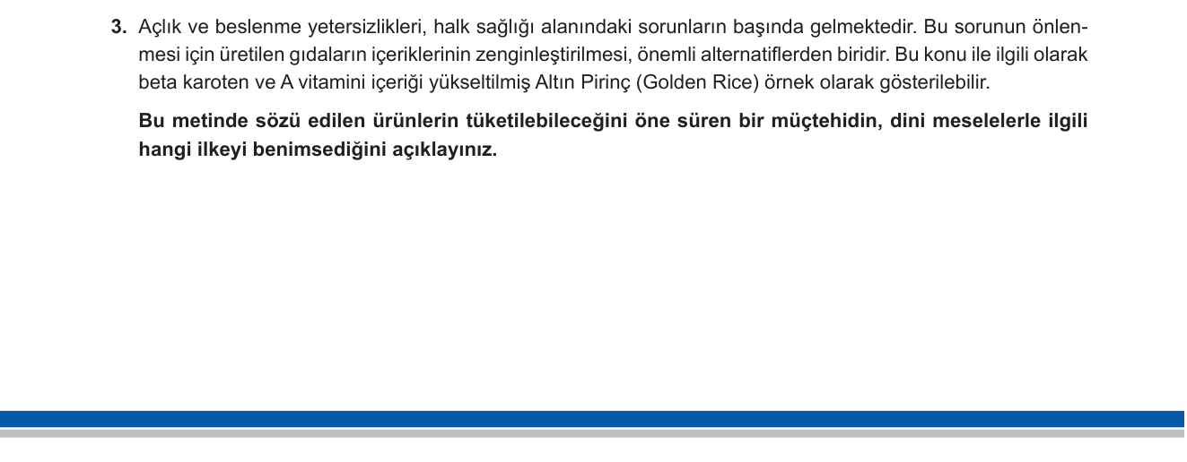 Din Kültürü ve Ahlak Bilgisi sorusu 4 — Fıkıh – zaruret ve maslahat ilkeleri / Çağdaş dini meseleler (GDO, biyoteknoloji)