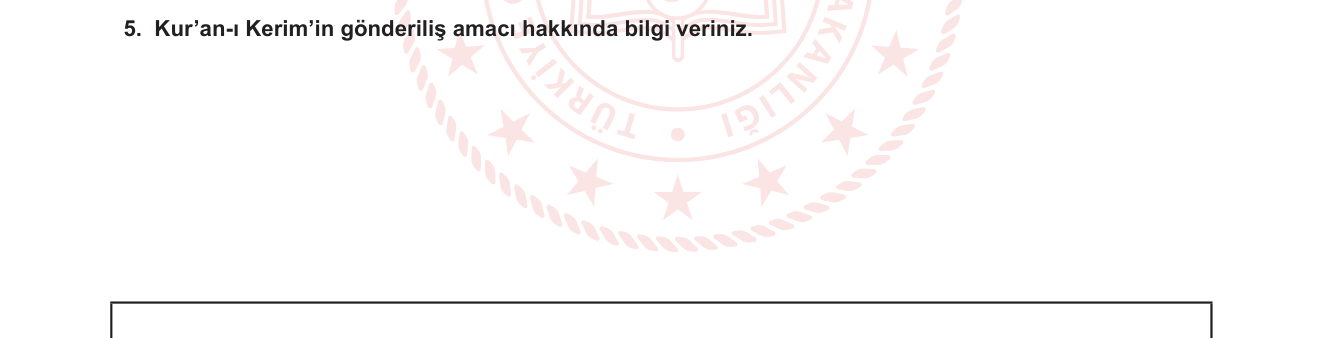 Din Kültürü ve Ahlak Bilgisi sorusu 14 — Kur'an-ı Kerim — Gönderiliş Amacı ve Hidayet