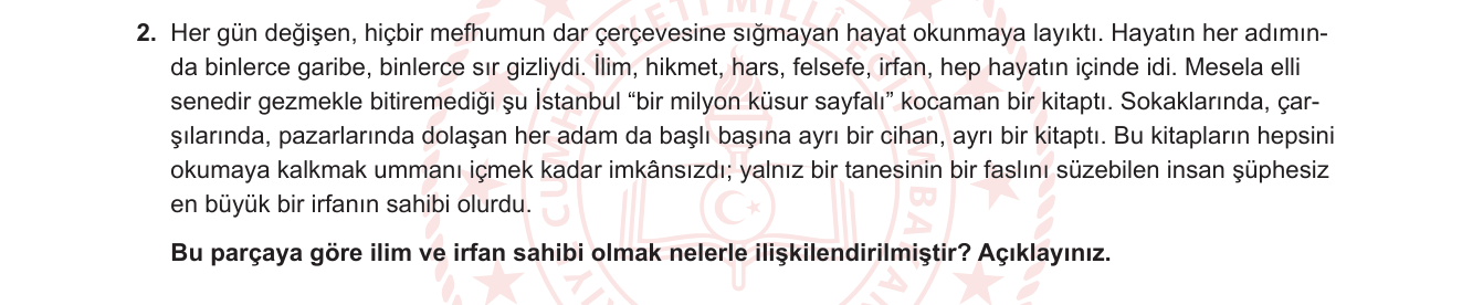 Türk Dili ve Edebiyatı sorusu 13 — Anlama ve yorumlama / Nesirde anlam