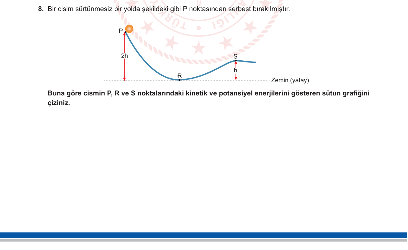 Fen Bilimleri sorusu 9 — Kuvvet ve Enerji — Mekanik Enerji Korunumu, Potansiyel ve Kinetik Enerji (7. sınıf)