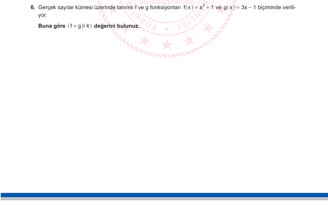 Matematik sorusu 5 — Fonksiyonlar — Fonksiyon Toplamı, Belirli Noktada Değer