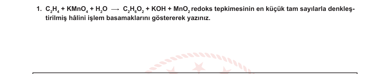 Kimya sorusu 16 — Redoks Tepkimeleri — Denkleştirme (Yarı Tepkime Yöntemi, Bazik Ortam)
