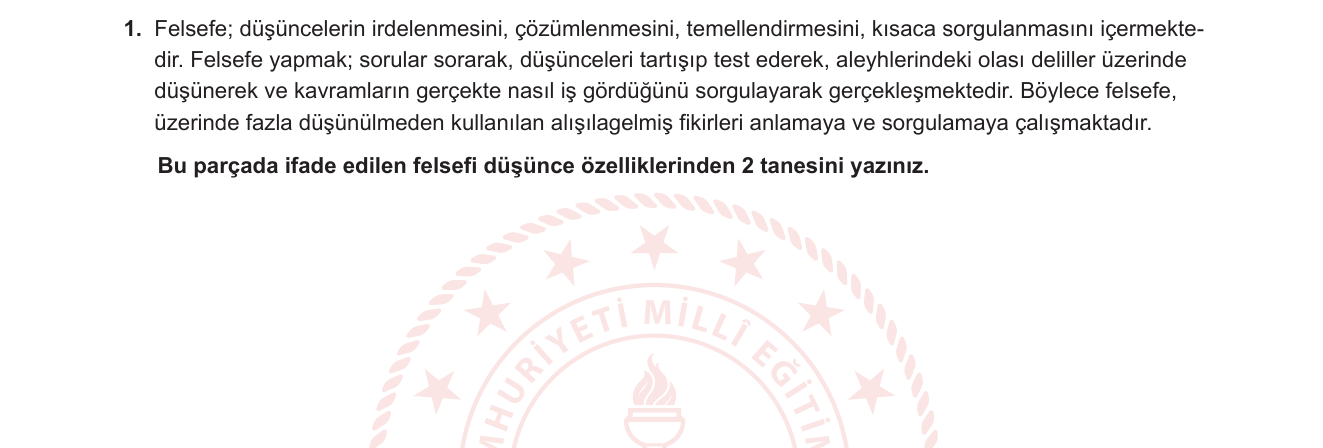Felsefe sorusu 6 — Felsefi düşüncenin özellikleri — eleştirellik ve şaşırma/merak (10. sınıf Felsefe Ünitesi 1)