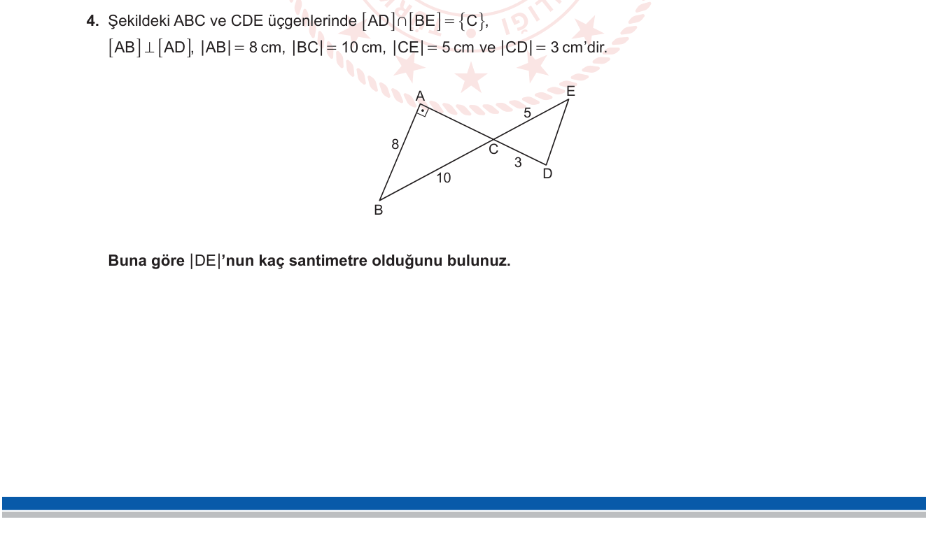 Matematik sorusu 9 — Trigonometri ve geometri — kesişen doğrularda dik üçgen, benzer üçgenler, kosinüs teoremi