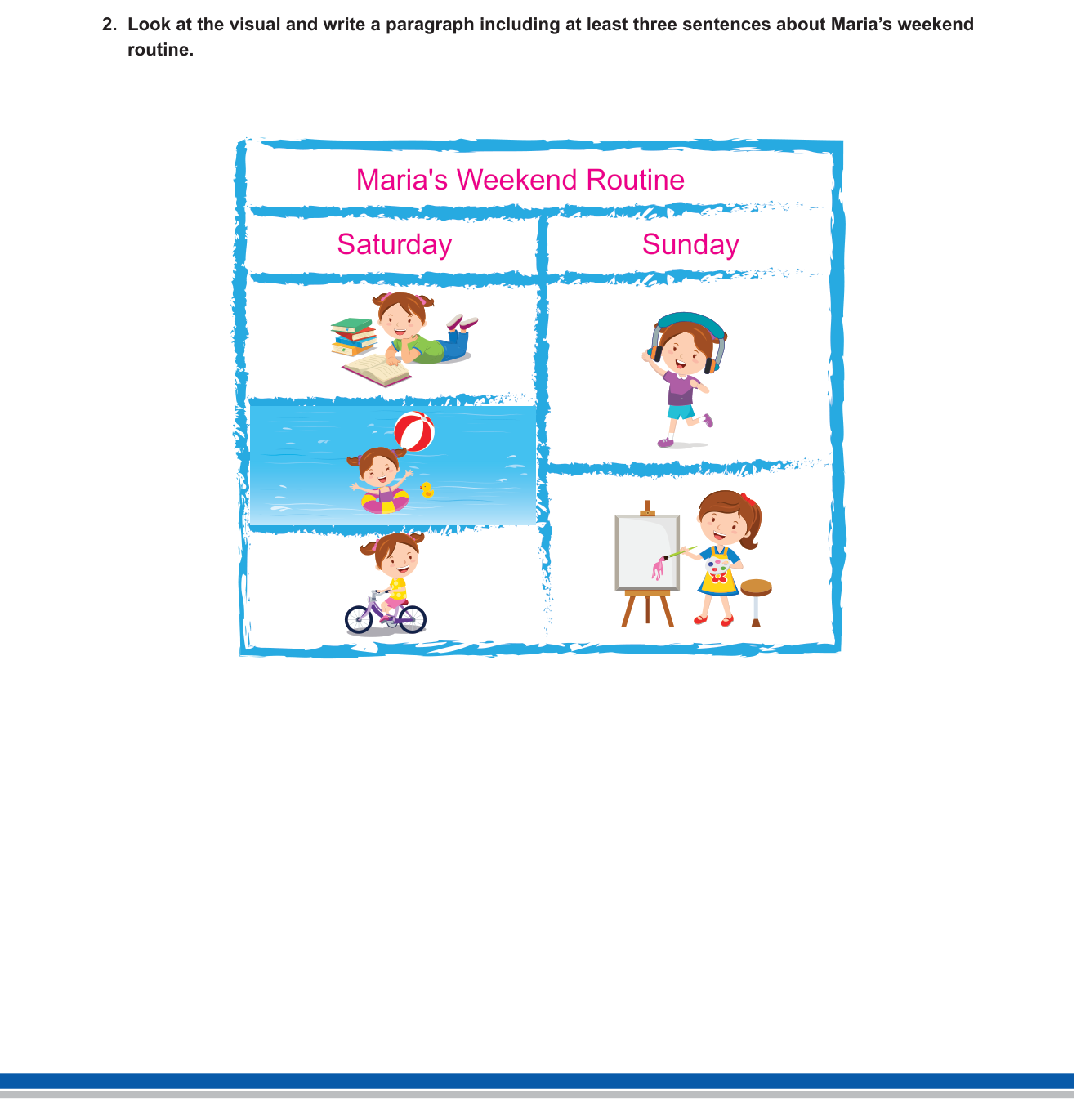 İngilizce sorusu 3 — Daily/Weekend Routines – Present Simple – Paragraph Writing