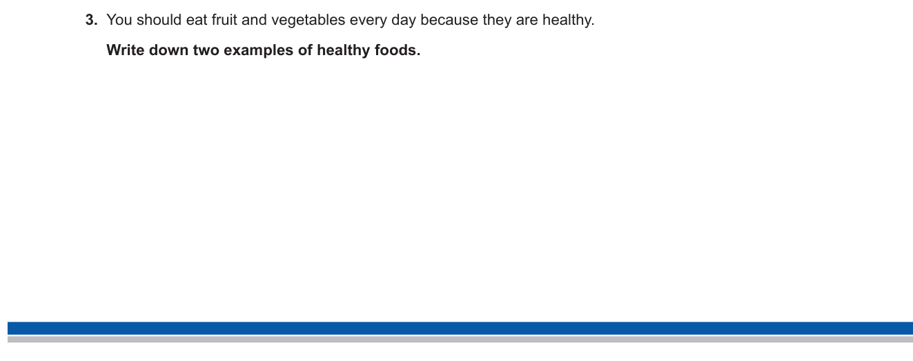 İngilizce sorusu 3 — Healthy Food / Food and Drink Vocabulary (6. sınıf İngilizce)