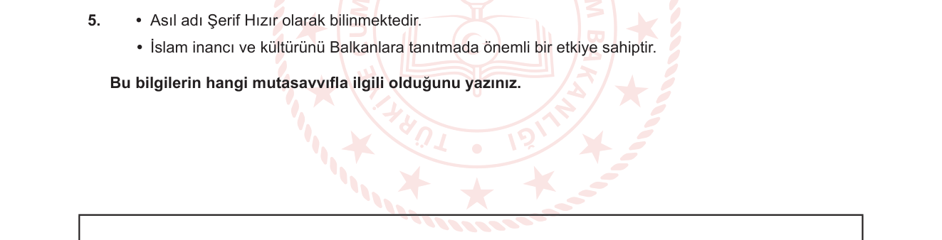 Din Kültürü ve Ahlak Bilgisi sorusu 12 — Anadolu'da Tasavvuf / Sarı Saltuk