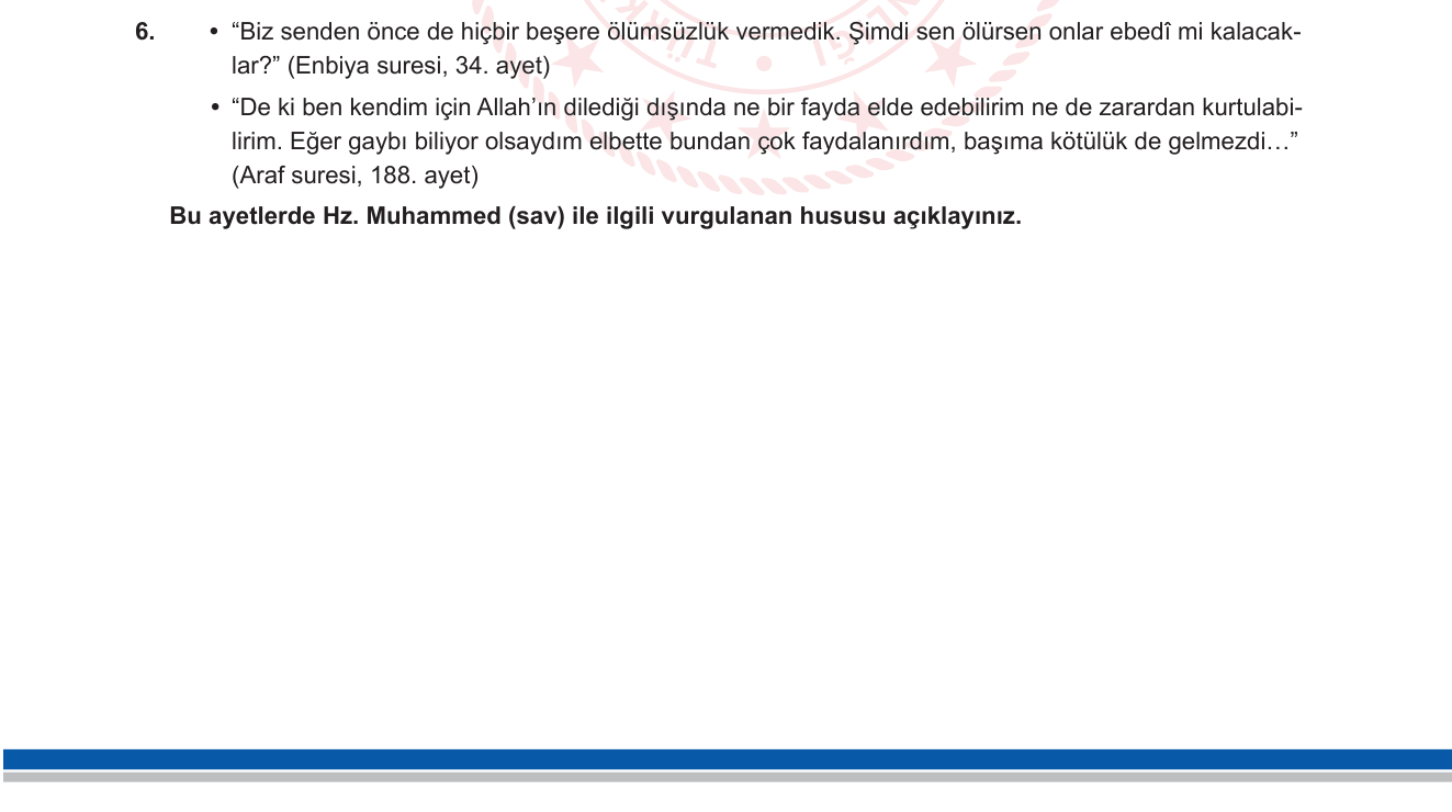 Din Kültürü ve Ahlak Bilgisi sorusu 6 — 