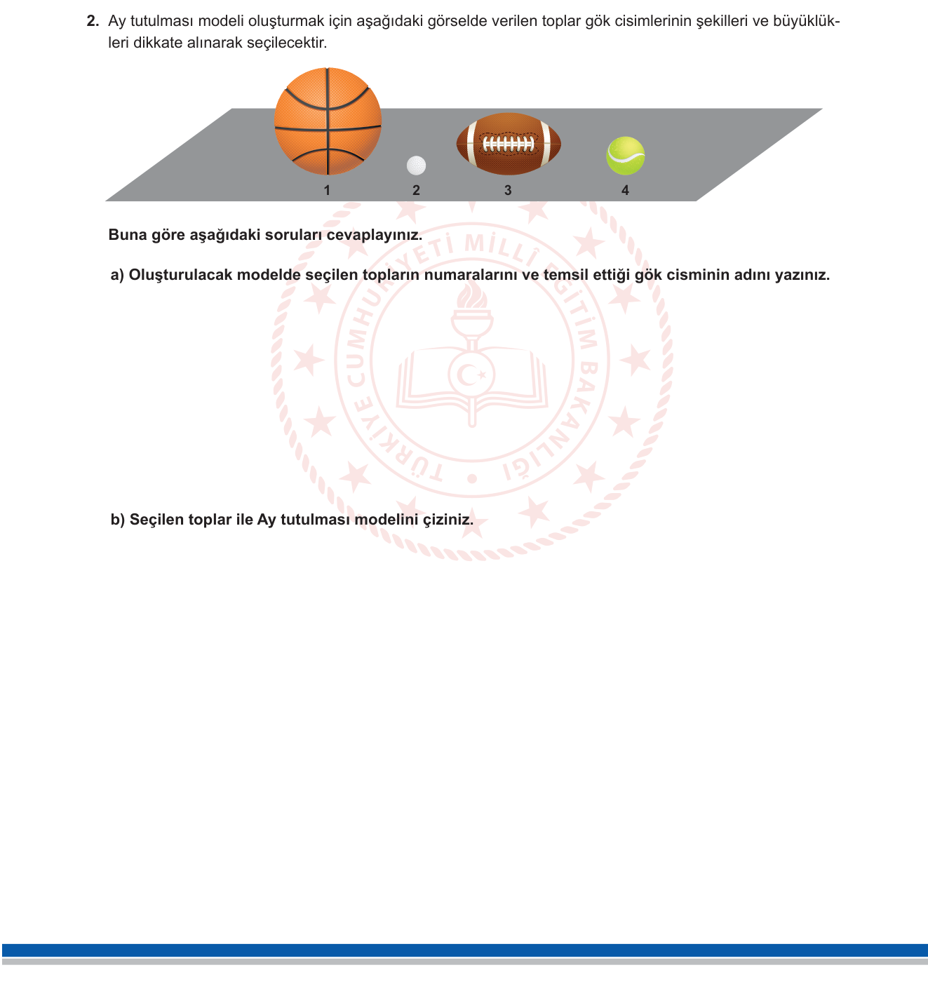 Fen Bilimleri sorusu 10 — Güneş Sistemi / Ay Tutulması / Model Oluşturma