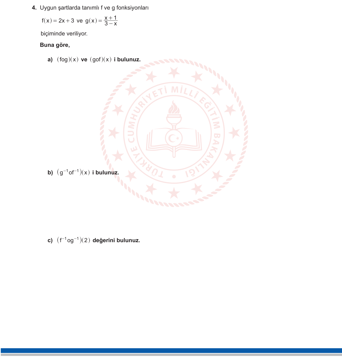 Matematik sorusu 4 — Bileşke Fonksiyon ve Ters Fonksiyon