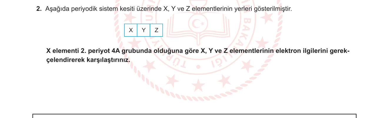 Kimya sorusu 12 — Periyodik sistem — elektron ilgisi, periyodik özellikler ve istisnaları