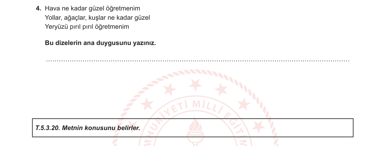 Türkçe sorusu 17 — Şiir okuma — ana duygu ve tema belirleme; şiirde ton ve duygu analizi