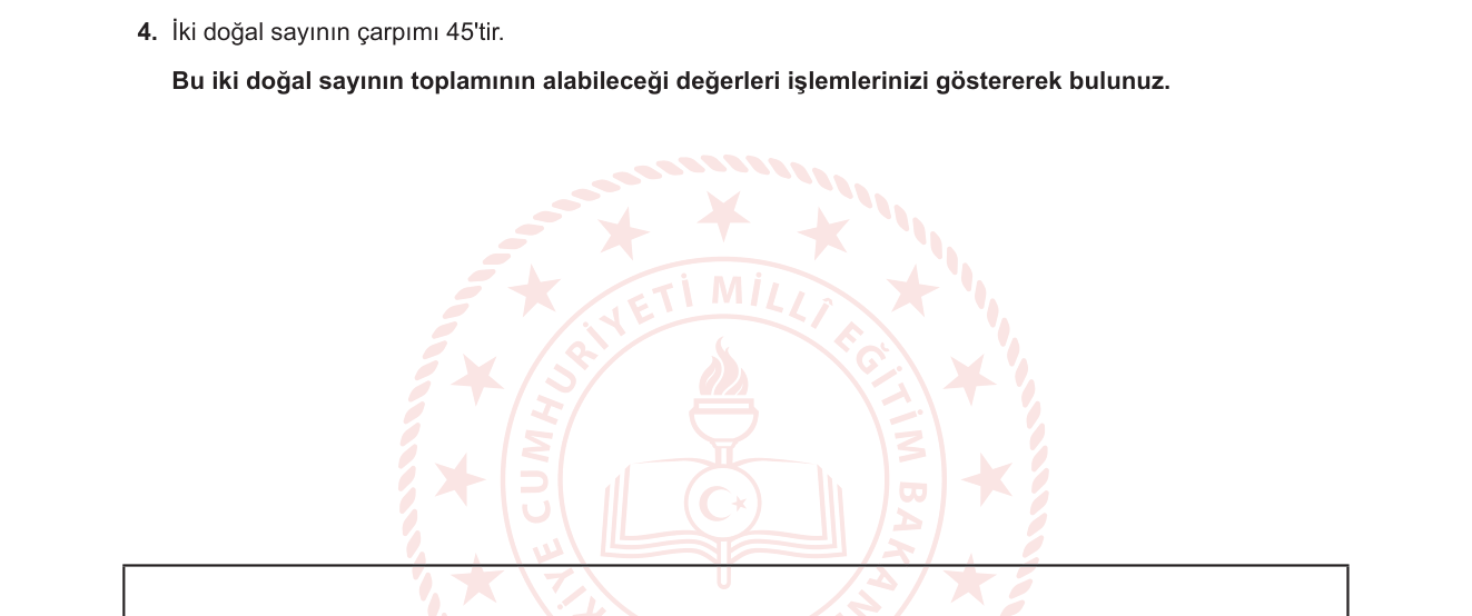 Matematik sorusu 4 — Doğal sayılarda bölünebilme ve bölenler; çarpan çiftleri