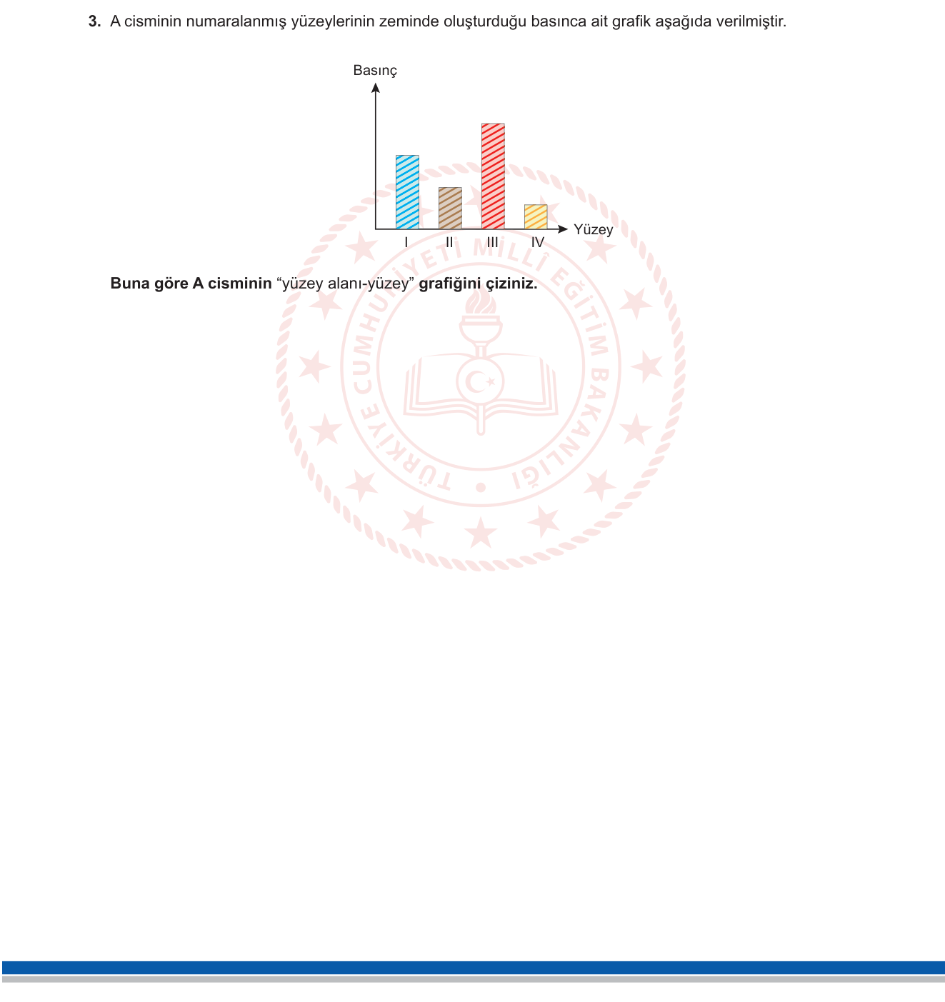 Fen Bilimleri sorusu 10 — Kuvvet ve Hareket — Katı Basıncı, P = F/A, Yüzey Alanı-Basınç İlişkisi (8. Sınıf)