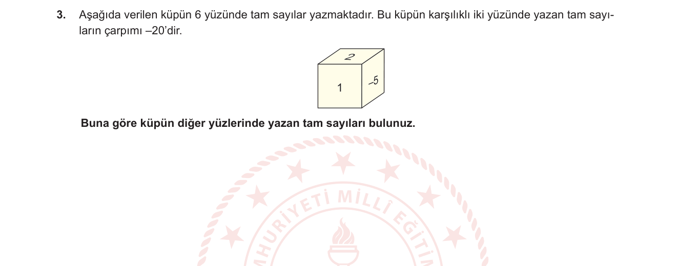 Matematik sorusu 3 — Tam sayılarla çarpma ve bölme