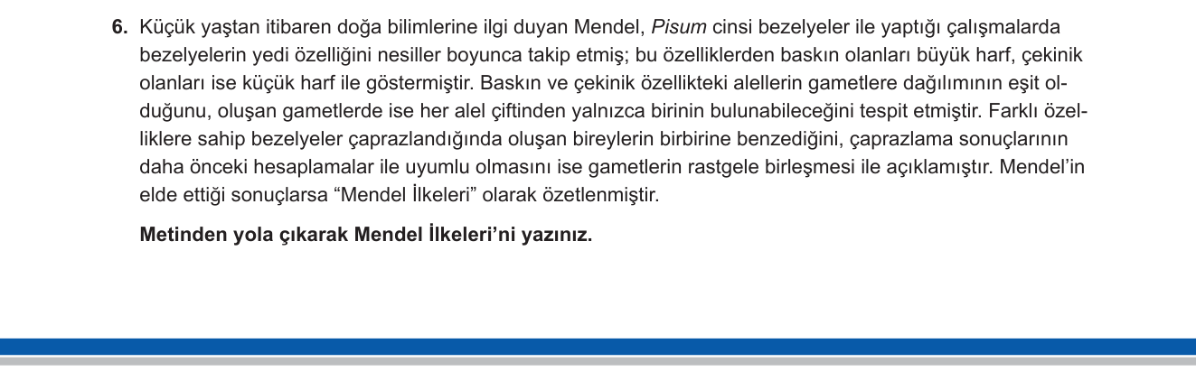 Biyoloji sorusu 21 — Mendel Genetiği / Kalıtımın İlkeleri