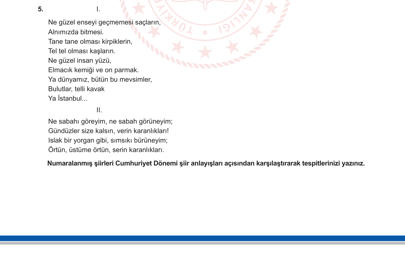 Türk Dili ve Edebiyatı sorusu 9 — Cumhuriyet Dönemi şiir anlayışları — Garip hareketi — Saf Şiir — karşılaştırma