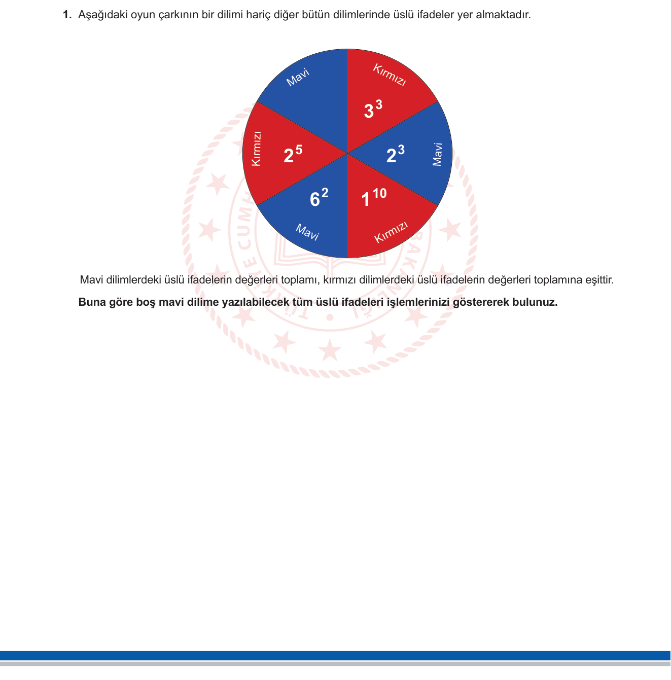 Matematik sorusu 1 — Üslü İfadeler ve Değer Hesaplama