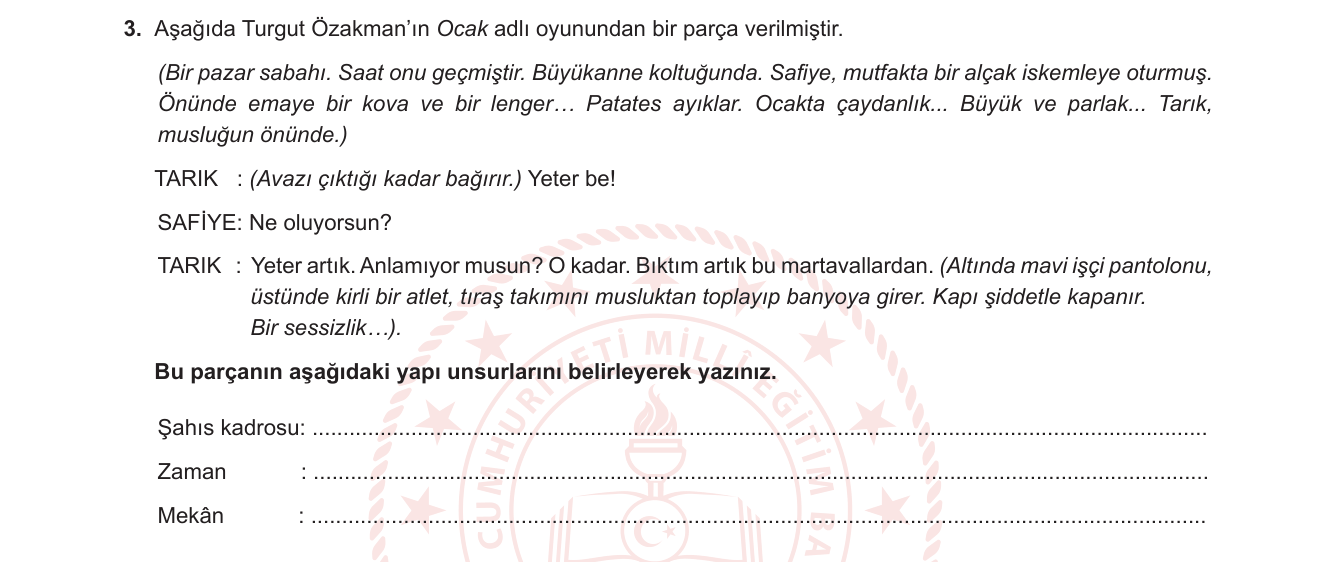 Türk Dili ve Edebiyatı sorusu 17 — 