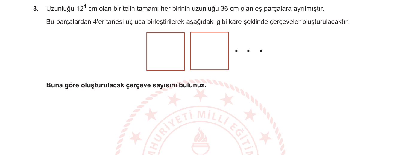 Matematik sorusu 3 — Sayılar ve İşlemler — Üslü Sayılar, Bölme