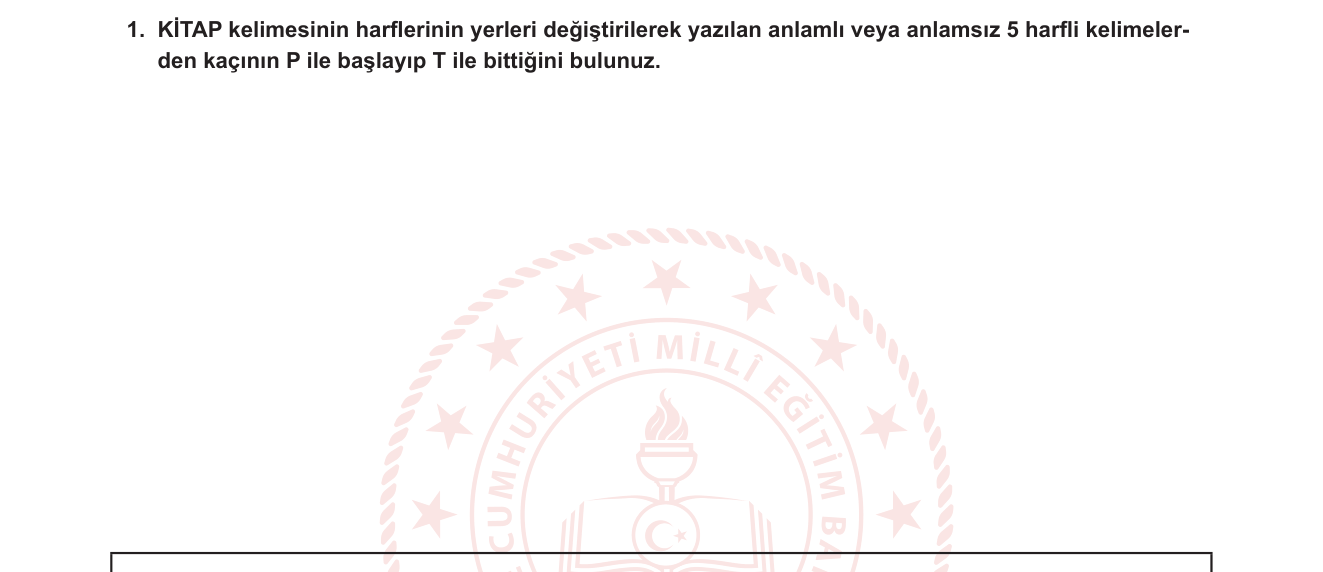 Matematik sorusu 8 — Permütasyon — koşullu dizilim, uç elemanlar sabit