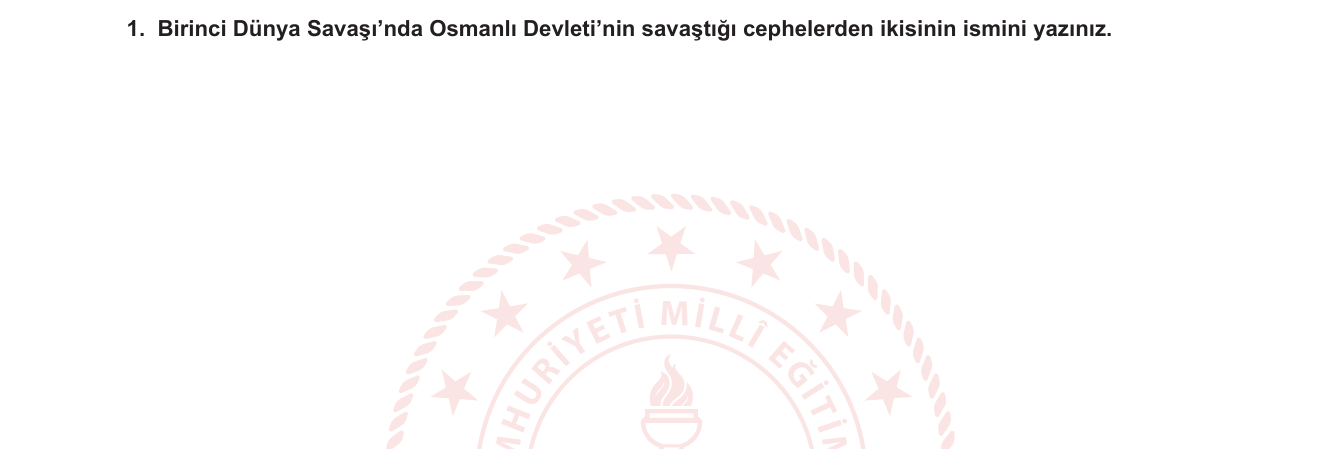 T.C. İnkılap Tarihi ve Atatürkçülük sorusu 6 — Birinci Dünya Savaşı — Osmanlı Cepheleri