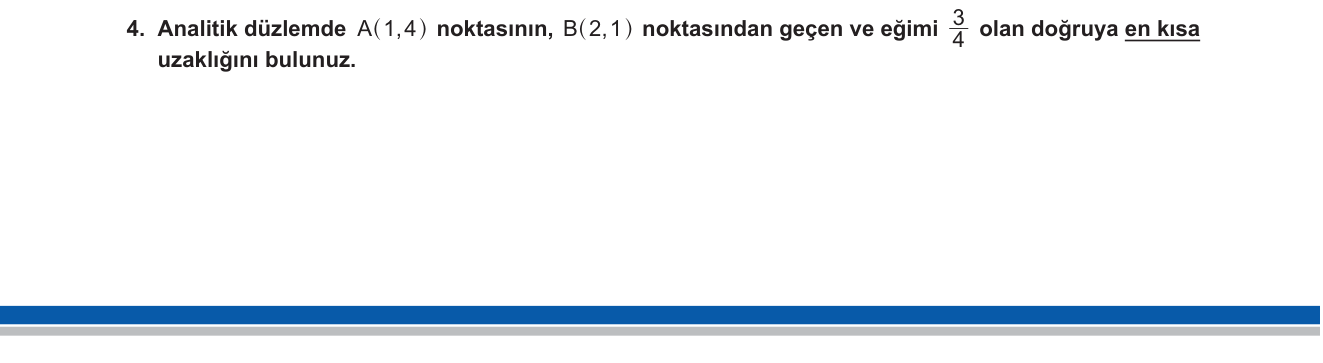 Matematik sorusu 4 — Analitik Düzlem / Noktanın Doğruya Uzaklığı