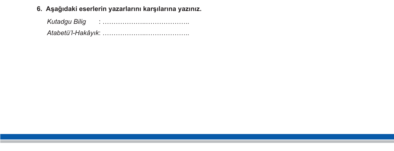 Türk Dili ve Edebiyatı sorusu 17 — İslami dönem Türk edebiyatı / Karahanlı dönemi eserleri ve yazarları