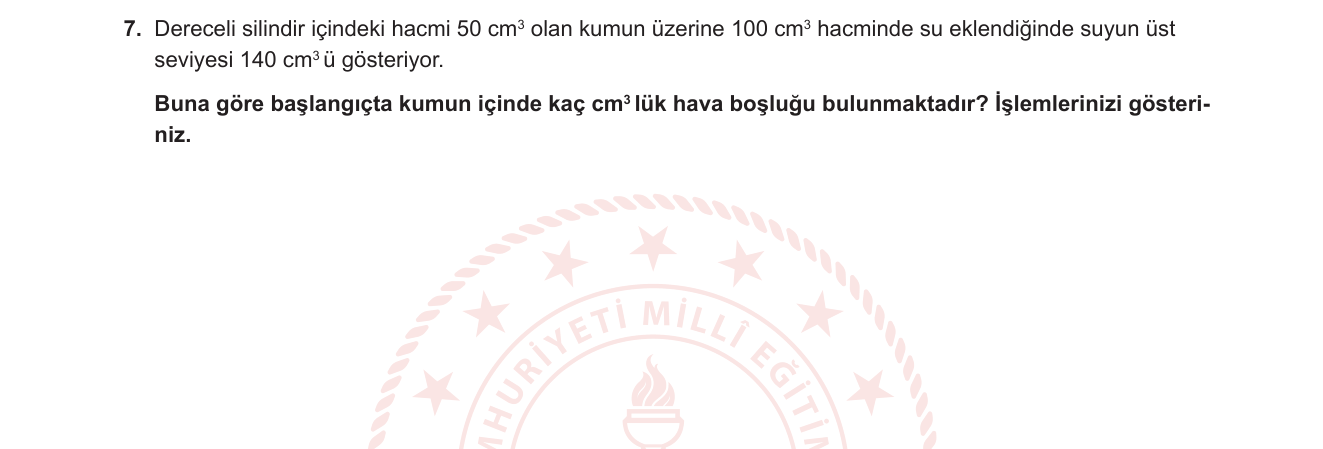 Fizik sorusu 20 — Madde ve Özellikleri — Hacim, Gözeneklilik, Boşluk Hesabı