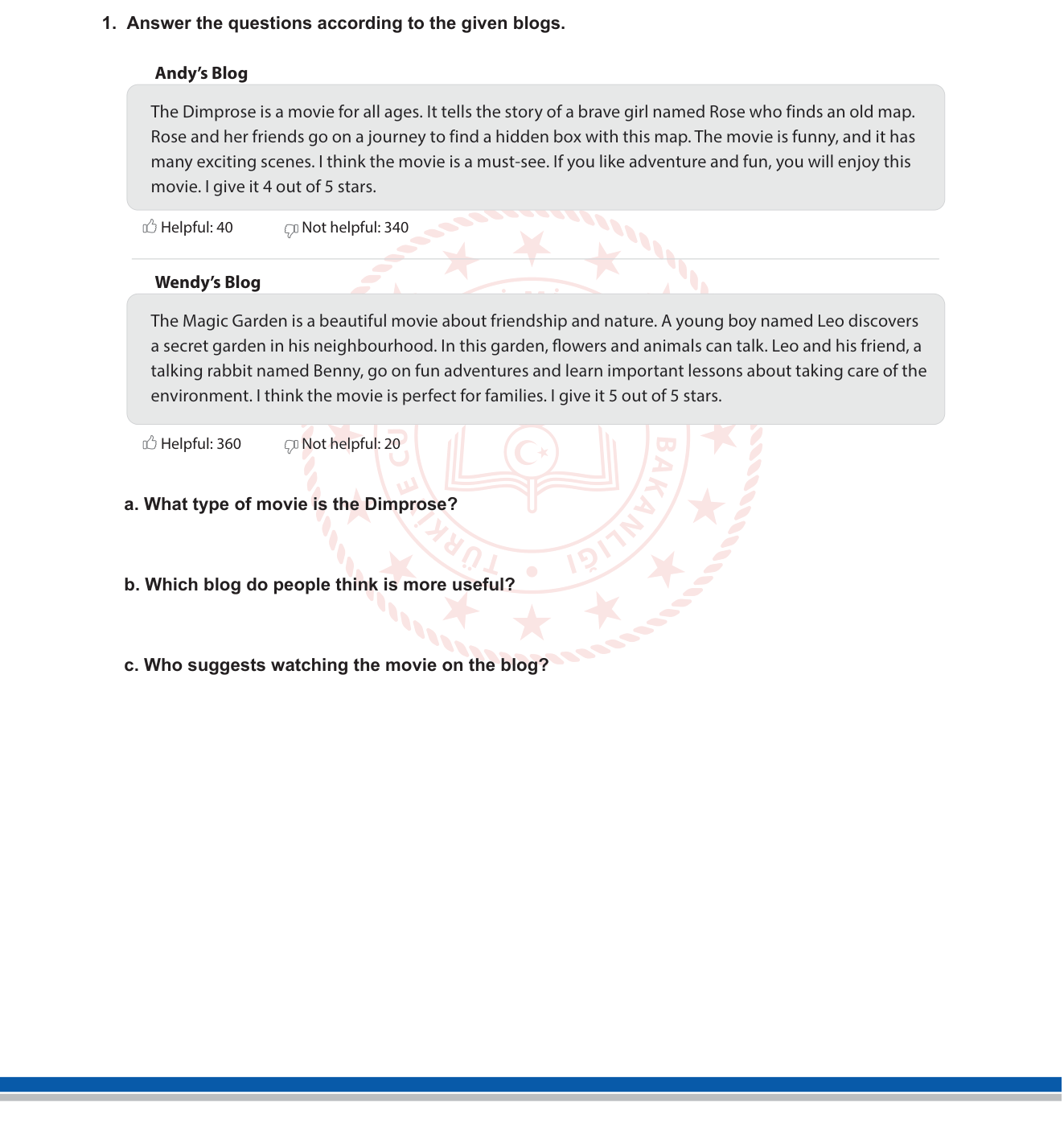 İngilizce sorusu 1 — Reading Blogs / Movie Reviews / WH-Questions / Comparative Structures